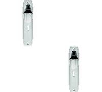 2x PAIR Line Detailed Door Knob on Lock Backplate 205 x 45mm Polished Chrome