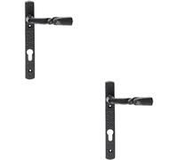 2x PAIR Ornate Twisted Lever on Narrow Euro Backplate 220 x 28mm Black Antique Loops Black One Size
