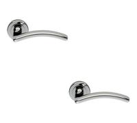 2x PAIR Oval Shape Arched Bar Lever on Round Rose Concealed Fix Polished Chrome