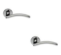 2x PAIR Oval Shape Arched Bar Lever on Round Rose Concealed Fix Polished Chrome Loops Multi One Size