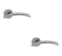 2X Pair Oval Shaped Arched Bar Handle Concealed Fix Round Rose Polished Chrome
