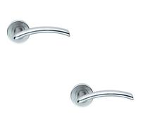 2X Pair Oval Shaped Arched Bar Handle Concealed Fix Round Rose Satin Chrome