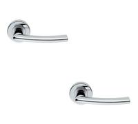 2X Pair Oval Shaped Curved Bar Handle Concealed Fix Round Rose Polished Chrome