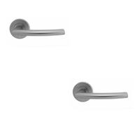 2x PAIR Oval Shaped Curved Bar Handle Concealed Fix Round Rose Satin Chrome