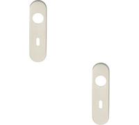 2X Pair Radius Standard Lock Handle Key Plates 170 X 45 X 8mm Satin Steel