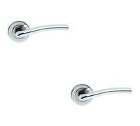 2x PAIR Raised Lever with Smooth Edges Concealed Fix Round Rose Polished Chrome