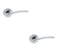 2x PAIR Raised Lever with Smooth Edges Concealed Fix Round Rose Polished Chrome