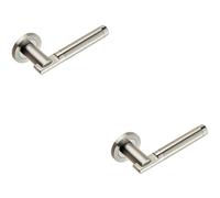 2x PAIR Round Bar Handle on 52mm Round Rose Concealed Fix Polished Satin Steel