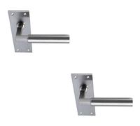 2x PAIR Round Bar Handle on Slim Latch Backplate 150 x 50mm Satin Nickel