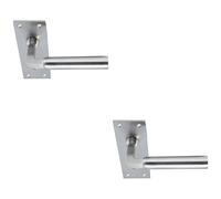 2x PAIR Round Bar Handle on Slim Lock Backplate 150 x 50mm Satin Nickel