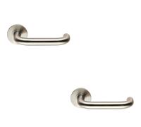 2x PAIR Round Bar Safety Handle on Round Rose Concealed Fix Satin Steel Loops Metallics One Size
