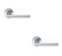 2X Pair Round Recessed Bar Handle On Round Rose Concealed Fix Satin Chrome