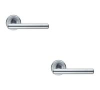 2x PAIR Round T Bar Handle with Ringed Design Concealed Fix Satin Chrome