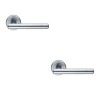 2X Pair Round T Bar Handle With Ringed Design Concealed Fix Satin Chrome