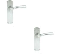 2x PAIR Rounded Curved Bar Handle on Latch Backplate 170 x 42mm Satin Chrome