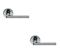 2x PAIR Rounded Straight Bar Handle Concealed Fix Round Rose Polished Chrome