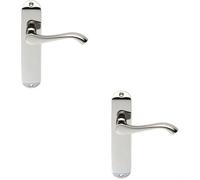 2x PAIR Scroll Lever Door Handle on Latch Backplate 180 x 40mm Polished Chrome