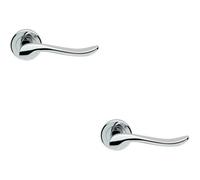 2x PAIR Scroll Shaped Lever Handle on Round Rose Concealed Fix Polished Chrome
