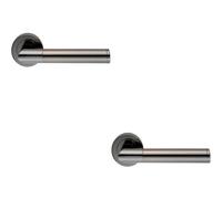 2x PAIR Sectional Round Bar Handle on Round Rose Concealed Fix Black Nickel