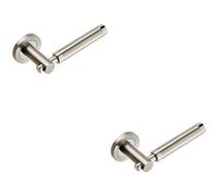 2x PAIR Sectional Round Bar Lever Concealed Fix Round Rose Polished Satin Steel
