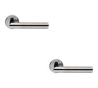 2x PAIR Sectional Round Bar Lever on Round Rose Concealed Fix Dual Chrome