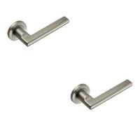 2X Pair Slim Elliptical Handle On Round Rose Concealed Fix Satin Steel