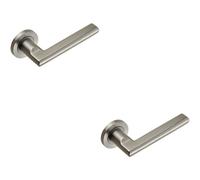 2X Pair Slim Elliptical Handle On Round Rose Concealed Fix Satin Steel