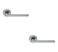 2X Pair Slimline Straight Bar Lever On Round Rose Concealed Fix Polished Chrome