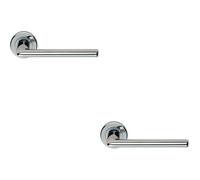 2x PAIR Slimline Straight Bar Lever on Round Rose Concealed Fix Polished Chrome