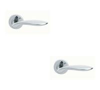 2x PAIR Smooth Ergonomic Handle on Round Rose Concealed Fix Polished Chrome