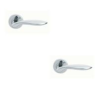 2x PAIR Smooth Ergonomic Handle on Round Rose Concealed Fix Polished Chrome Loops Multi One Size
