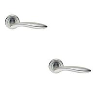 Loops 2x PAIR Smooth Ergonomic Handle on Round Rose Concealed Fix Satin Chrome Loops Multicolor