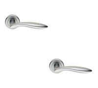 2x PAIR Smooth Ergonomic Handle on Round Rose Concealed Fix Satin Chrome