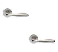 2x PAIR Smooth Rounded Bar Handle on 8mm Round Rose Concealed Fix Satin Steel