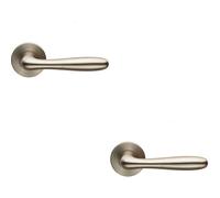 2x PAIR Smooth Rounded Bar Handle on Slim Round Rose Concealed Fix Satin Steel