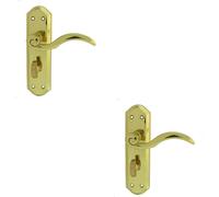 2x PAIR Spiral Sculpted Handle on Bathroom Backplate 180 x 48mm Polished Brass Loops Metallics One Size