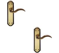 2x PAIR Spiral Sculpted Handle on Latch Backplate 180 x 48mm Florentine Bronze