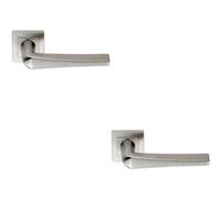 2x PAIR Square Cut Tapered Handle on Square Rose Concealed Fix Satin Steel