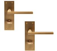 2x PAIR Straight Bar Handle on Slim Bathroom Backplate 150 x 50mm Antique Brass Loops Metallics One Size
