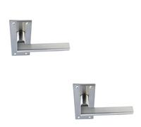 2x PAIR Straight Bar Handle on Slim Bathroom Backplate 150 x 50mm Satin Nickel Loops Metallics One Size