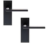 2x PAIR Straight Bar Handle on Slim Latch Backplate 150 x 50mm Matt Black Loops Black One Size