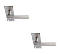 2x PAIR Straight Bar Handle on Slim Lock Backplate 150 x 50mm Satin Nickel Loops Metallics One Size