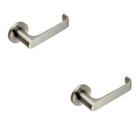 2X Pair Straight Bold Faced Safety Handle Concealed Fix Round Rose Satin Steel