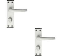 2x PAIR Straight Handle on Bathroom Backplate 152 x 38mm Satin Aluminium