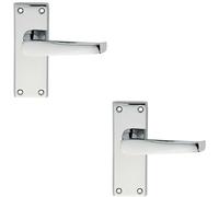 2x PAIR Straight Handle on Short Latch Backplate 118 x 42mm Polished Chrome Loops Multi One Size