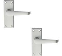 2x PAIR Straight Handle on Short Latch Backplate 118 x 42mm Satin Chrome Loops Multi One Size