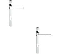 2x PAIR Straight Lever on Narrow Euro Lock Backplate 220 x 26mm Polished Chrome