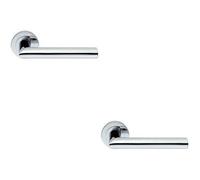 2x PAIR Straight Mitred Bar Handle on Round Rose Concealed Fix Polished Chrome