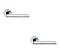 2x PAIR Straight Mitred Bar Handle on Round Rose Concealed Fix Polished Chrome Loops Multi One Size