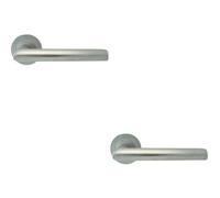 2x PAIR Straight Mitred Bar Handle on Round Rose Concealed Fix Satin Chrome